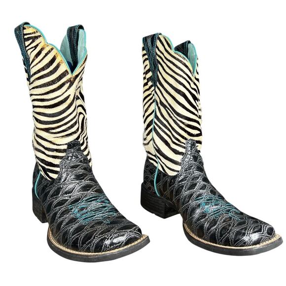 Ariat Women’s QuickDraw Black Zebra Western Cowgirl Boot Size US 6 - Picture 5 of 10